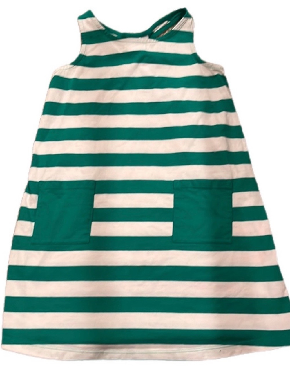 Hanna Andersson Green and White Striped Tank Dress